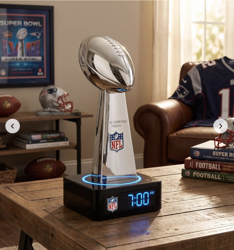 Levitating Super Bowl Trophy Lamp with Digital Clock